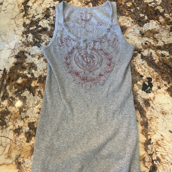 Free People Gray Fitted Graphic Tank Top - Picture 1 of 4